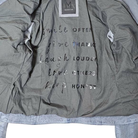 Mauritius Maysie Peace Distressed  Leather Jacket Blue Size M/8 - Picture 9 of 13